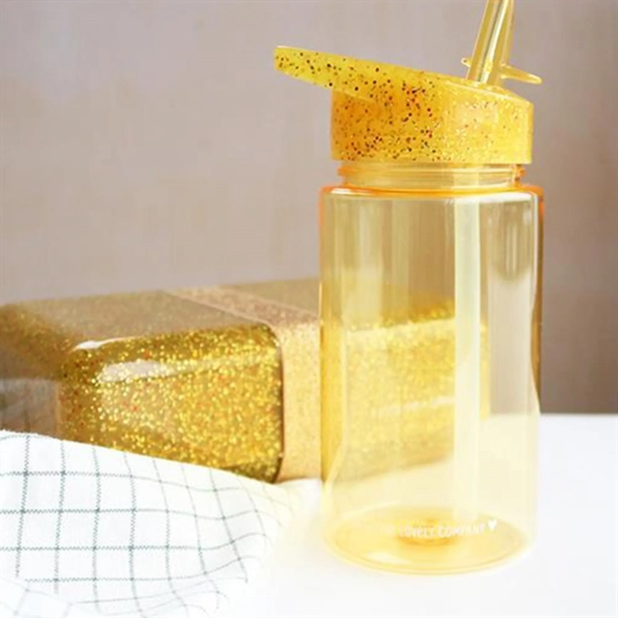 A Little Lovely Company Drink Bottle Glitter Gold