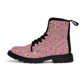 Avocado Women's Canvas Boots, Pink Winter Laced-up Hiking Boots For Vegan Loving Ladies