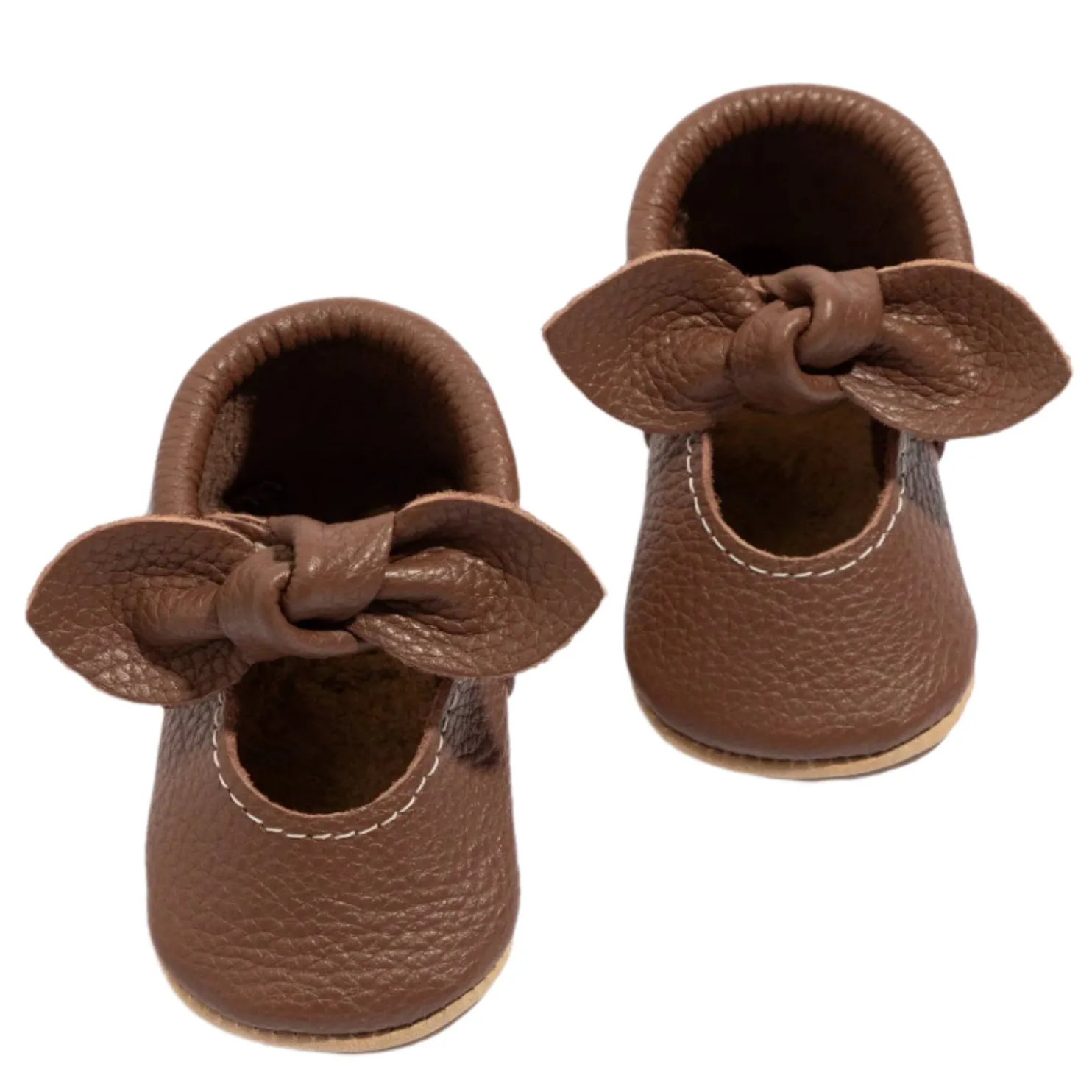 Chestnut Knotted Bow Baby Shoe