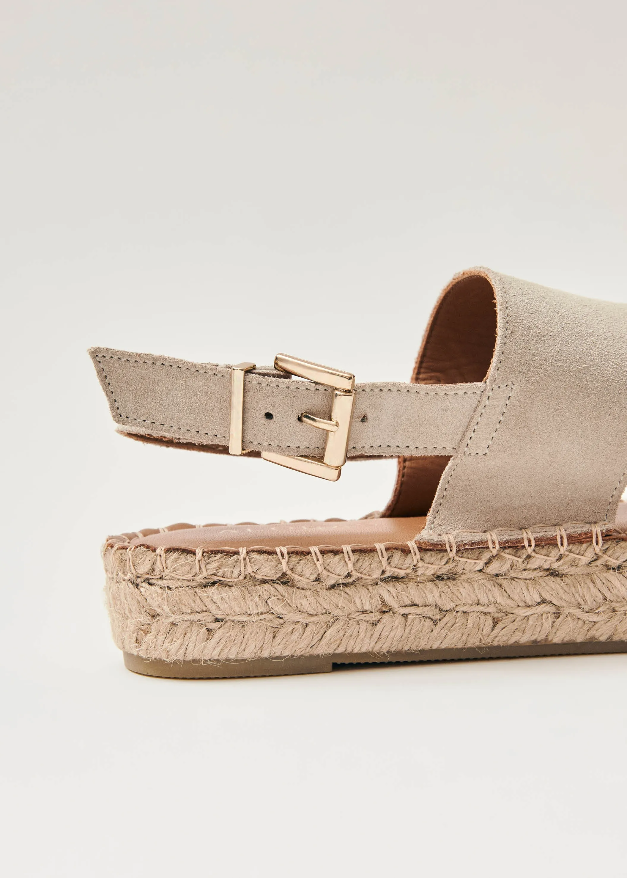 Double Strap Suede Beige Leather Espadrilles