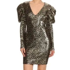 Stylish Sequin-Embellished Mini Dress in Leopard Print