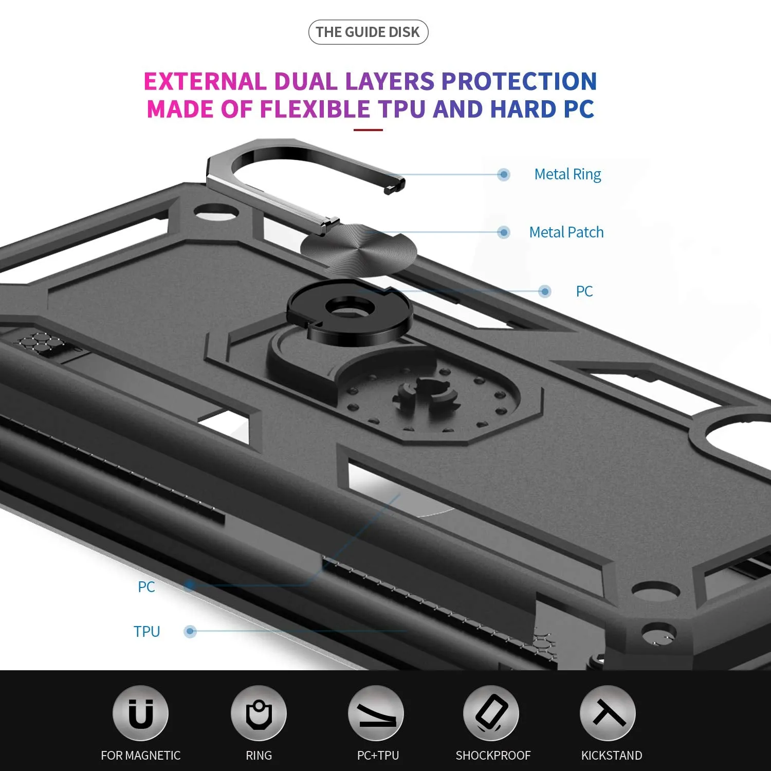 LeYi for Samsung Galaxy A90 5G Case with HD Screen Protector, Magnetic Ring Holder [Military Grade] Protective Silicone Shockproof Tough Armour Cover