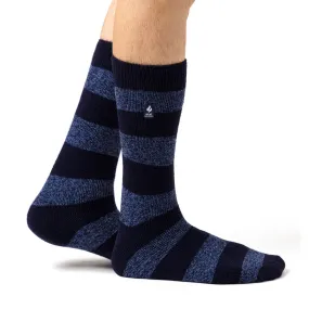 Mens Lite Izmir Chunky Stripe Socks - Navy