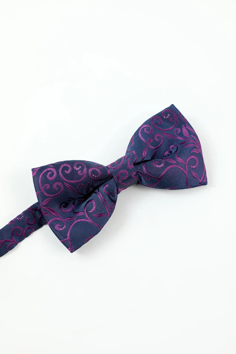 Men's Purple Jacquard 5-Piece Accessory Set Tie and Bow Tie Pocket Square Flower Lapel Pin Tie Clip