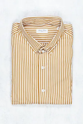 Salvatore Piccolo Mustard/White Stripe Cotton Spread Collar Shirt