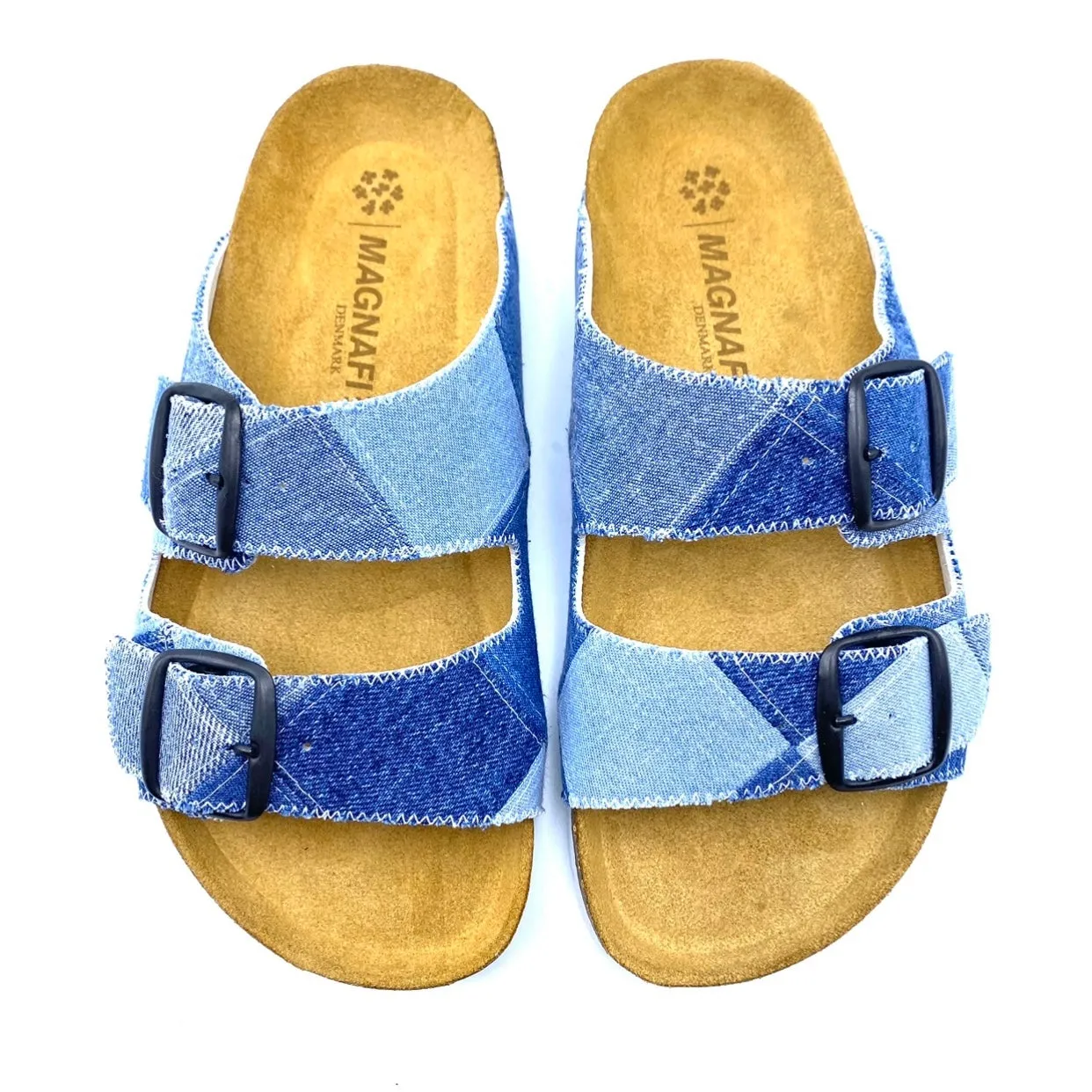 Thora 2-buckle Sandals | Vintage Denim Patchwork