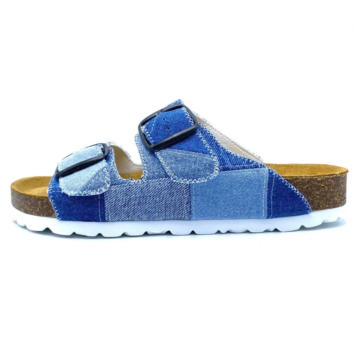 Thora 2-buckle Sandals | Vintage Denim Patchwork