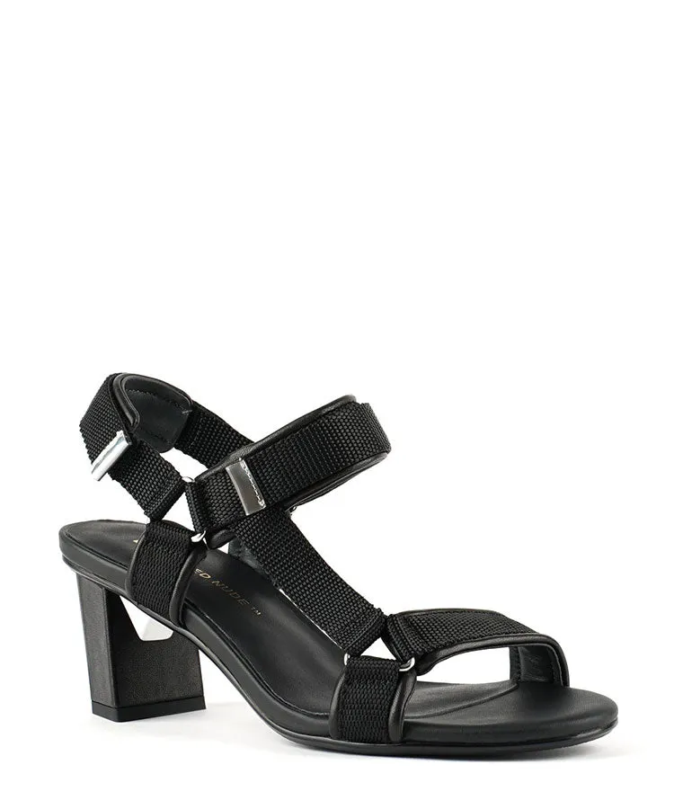 United United Aura Black Mid Heel Summer Sandal