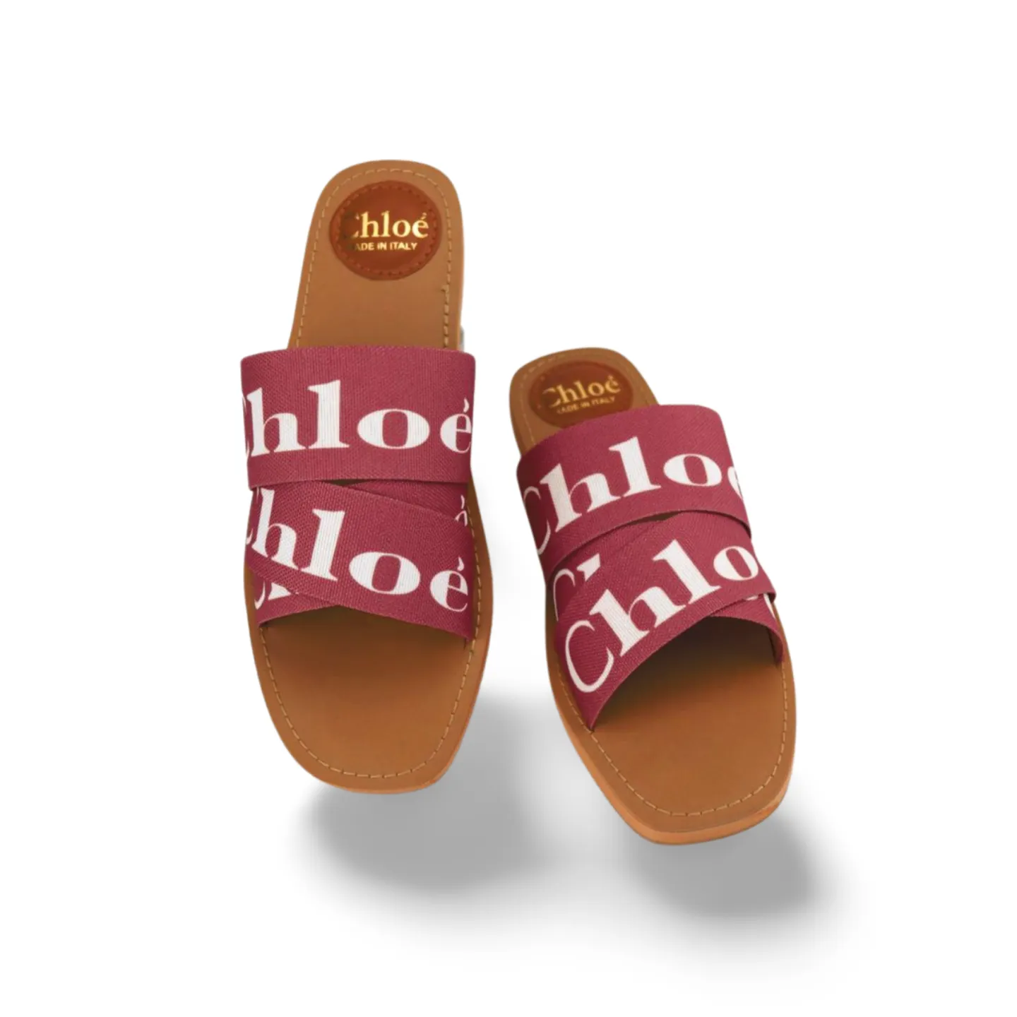 Women's Canvas Logo Ribbon Woody Flat Slide Sandals -1006