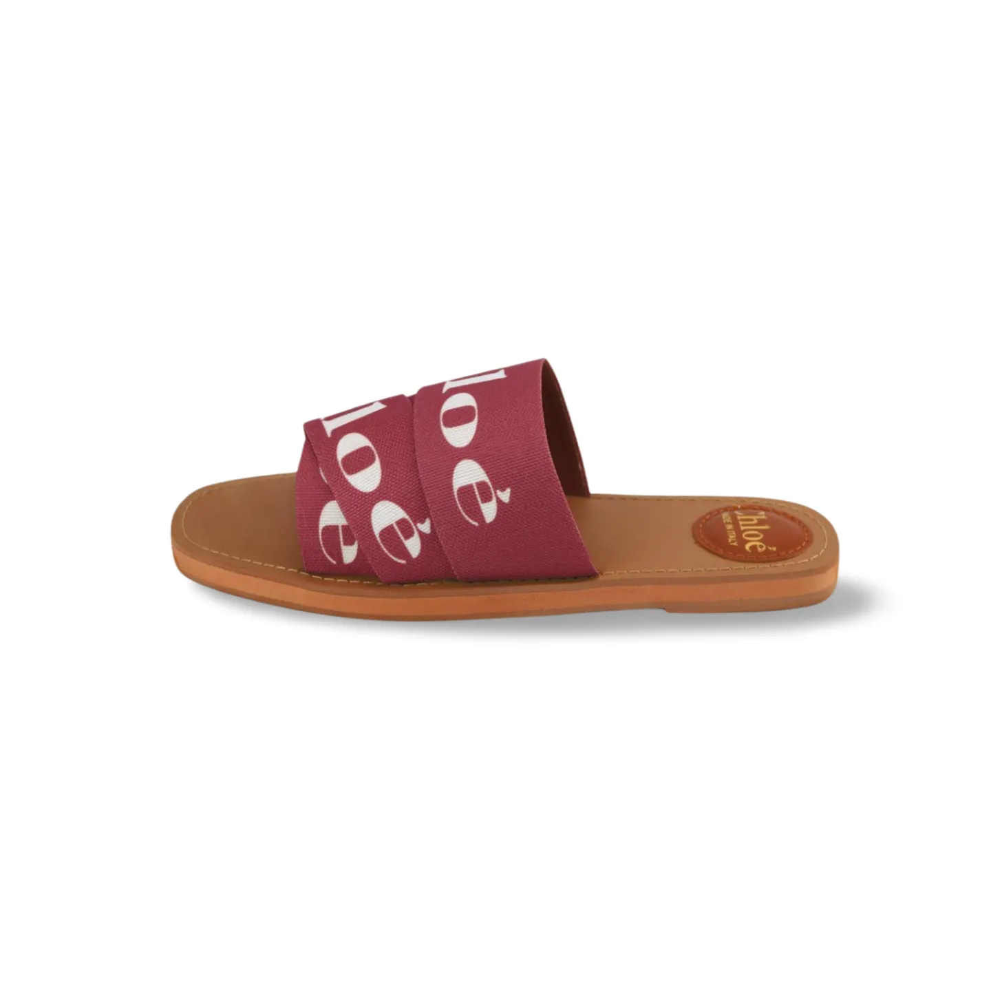 Women's Canvas Logo Ribbon Woody Flat Slide Sandals -1006